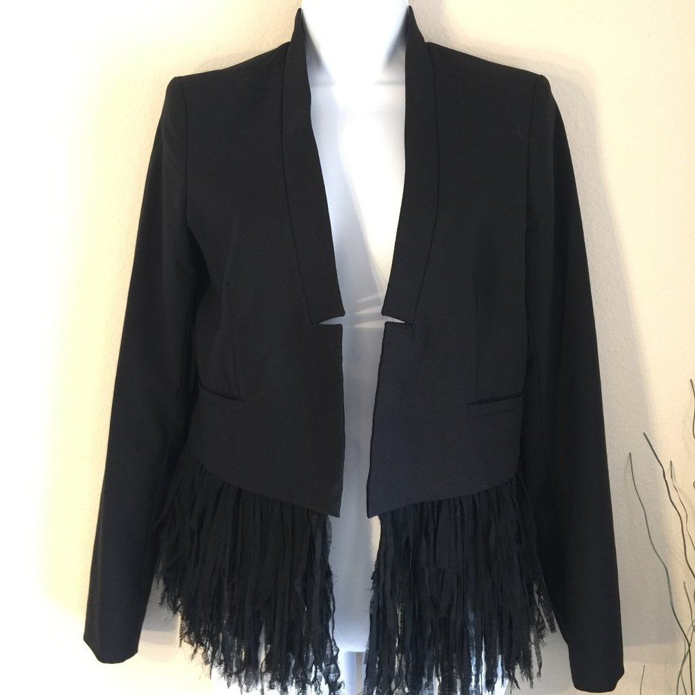 Banana Republic shredded eyelash black tuxedo blazer 4